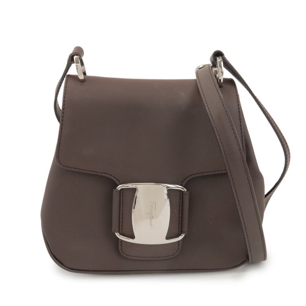 Ferragamo Vara Calfskin Crossbody Bag Brown